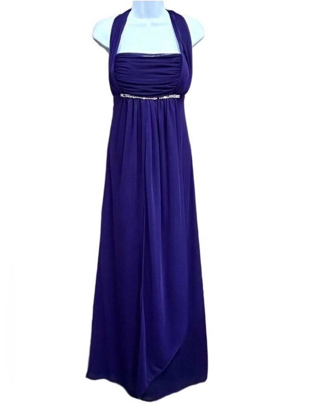 Purple formal gown Size 12Petite gathered crystal bodice wedding mother Bride
